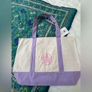 Trader Joe’s Lavender Trim Canvas Tote Bag